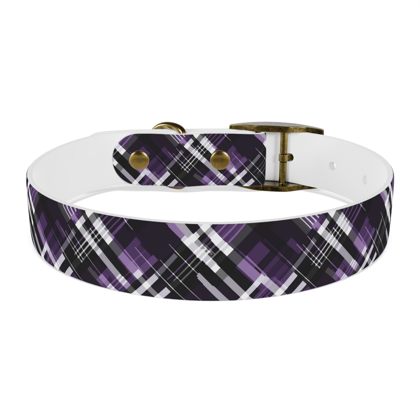 Sassy Pet's Purple, Black & White Plaid Leash Collar