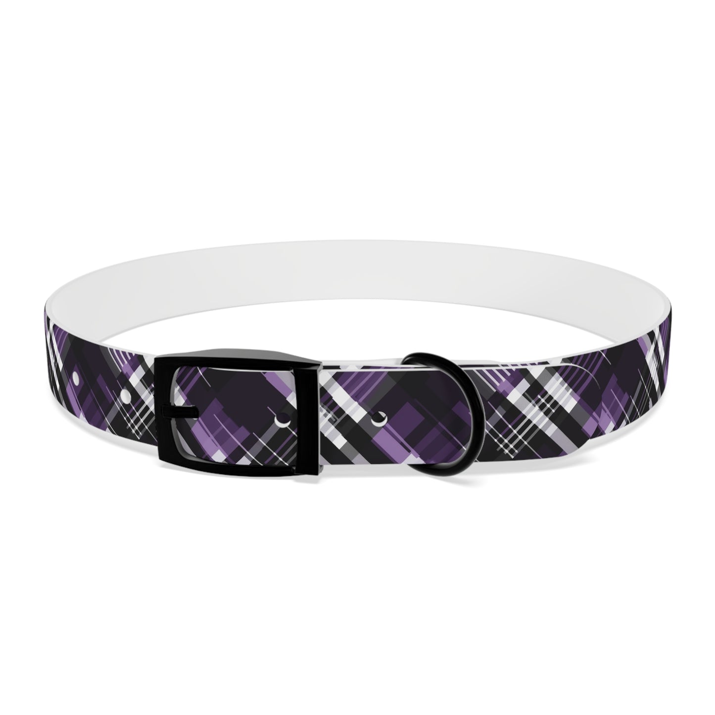 Sassy Pet's Purple, Black & White Plaid Leash Collar