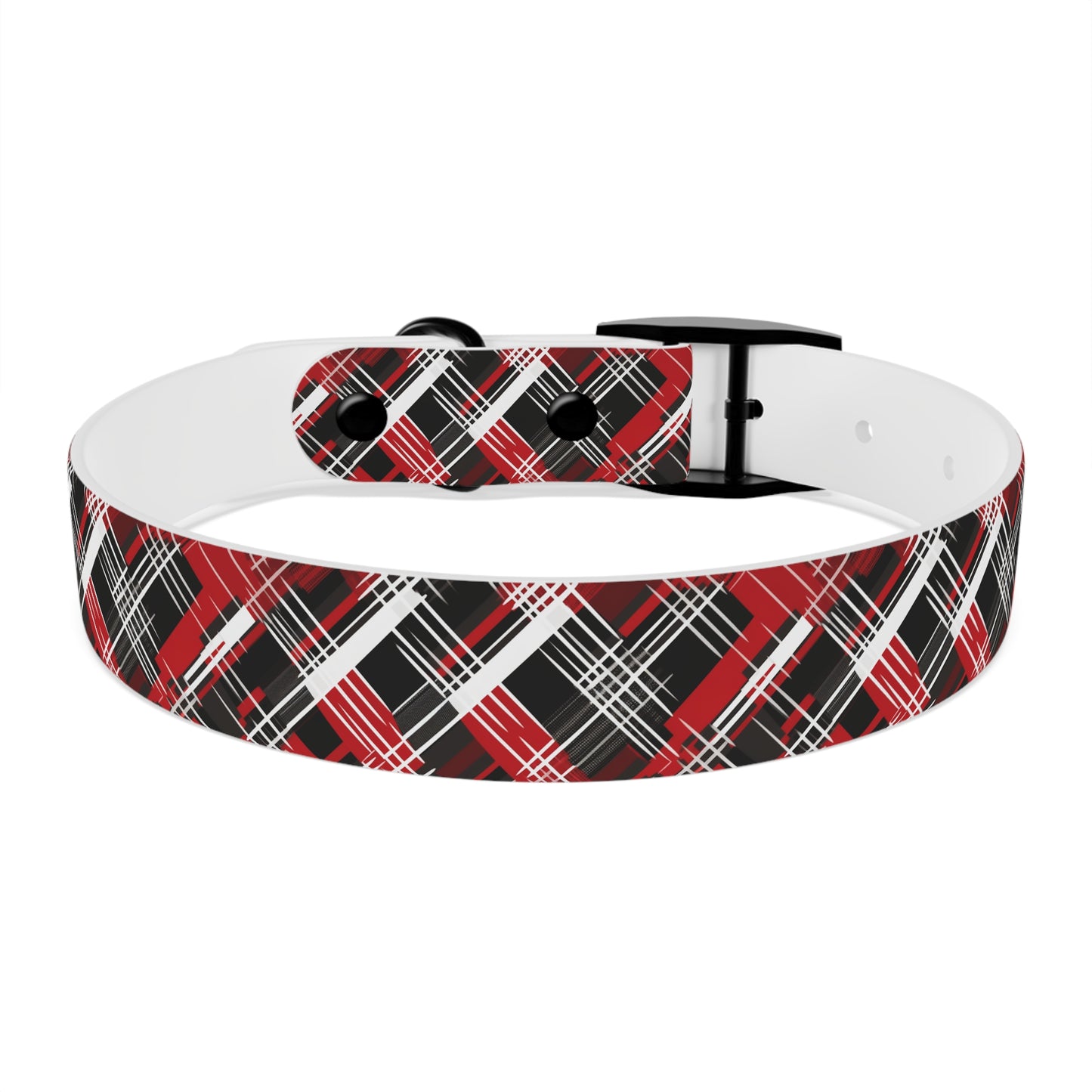 Sassy Pet's Red, Black & White Plaid Dog Collar