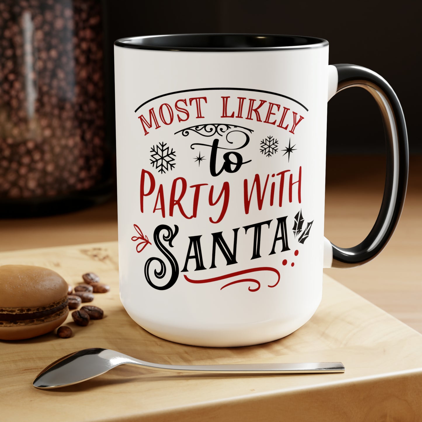 Most Likely to Party with Santa Two-Tone Coffee Mugs, 15oz