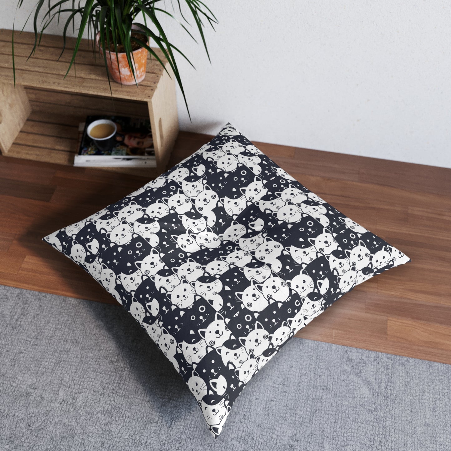 Sassy Pet's I Love Cats! Tufted Floor Pillow, Square