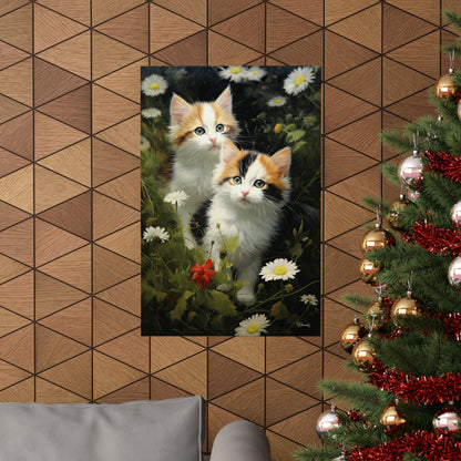 Kittens in the Garden Premium Matte Vertical Posters