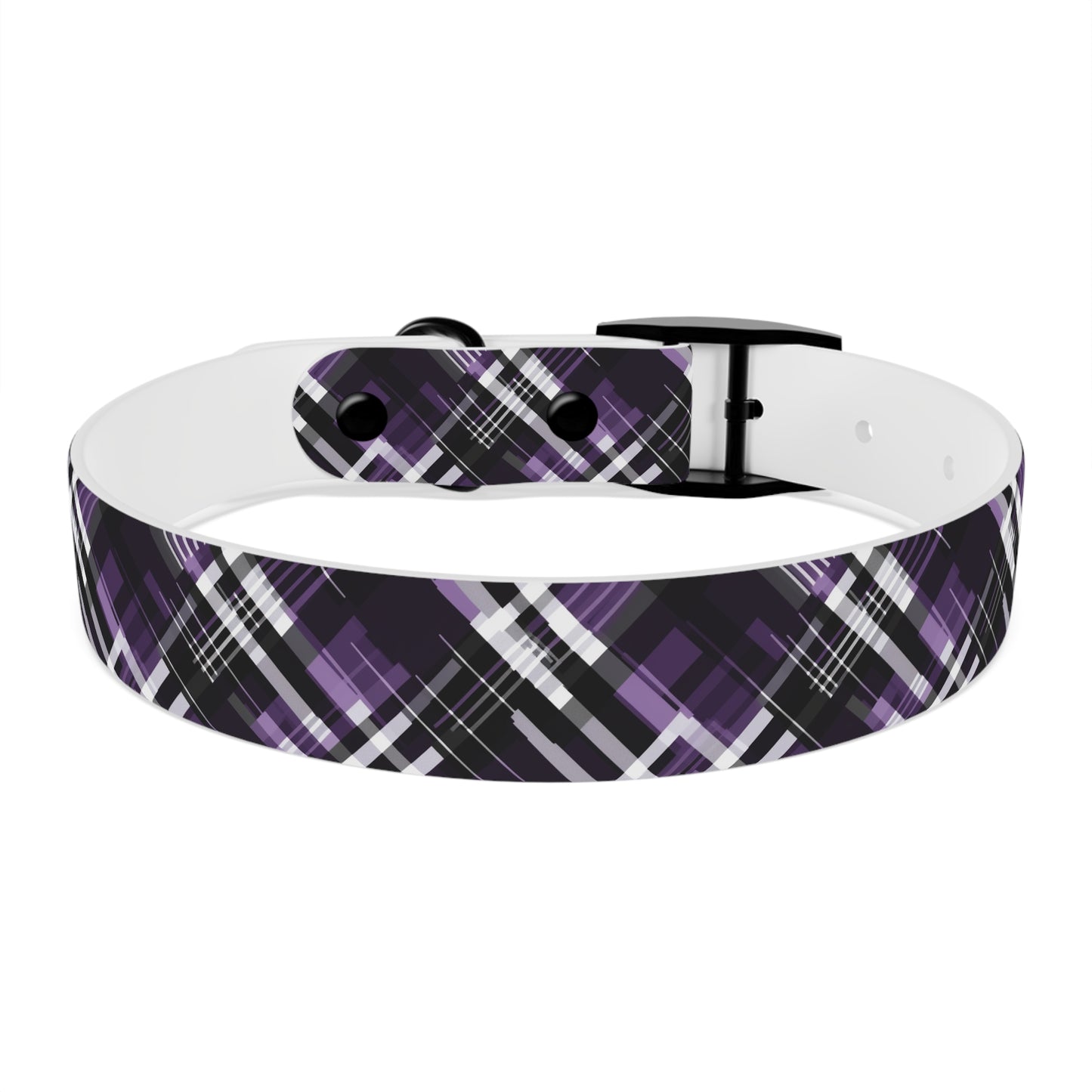 Sassy Pet's Purple, Black & White Plaid Leash Collar