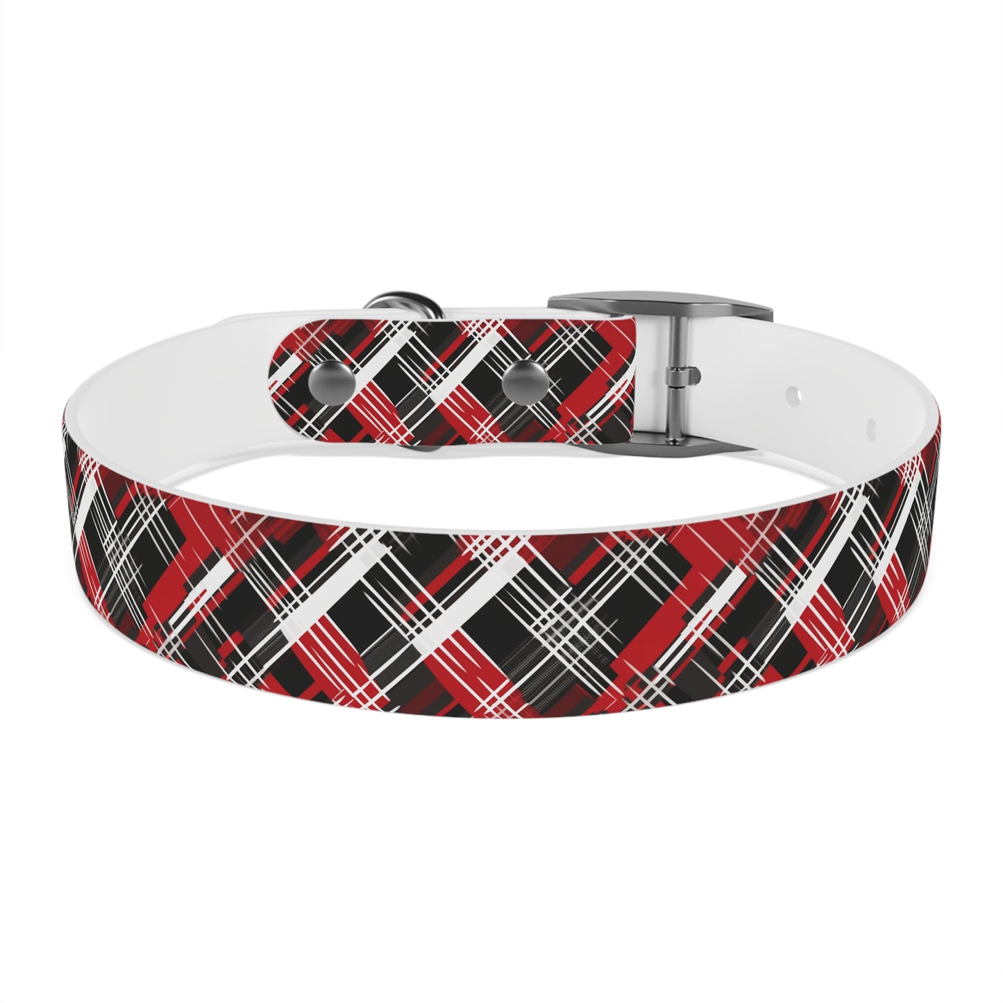 Sassy Pet's Red, Black & White Plaid Dog Collar