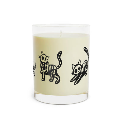 Halloween Skeleton Cat Scented Candle - Full Glass, 11oz