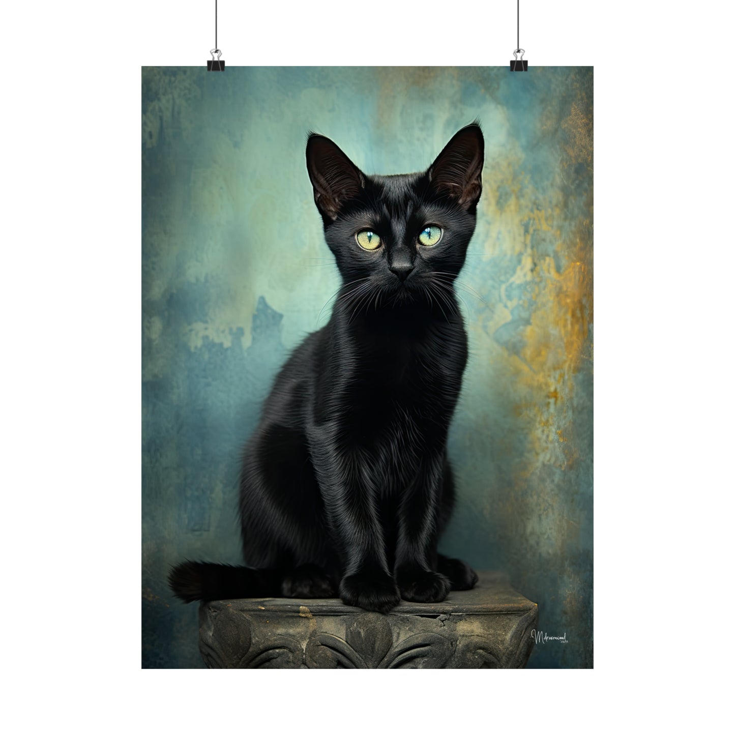 Black Cat Grunge Premium Matte Vertical Posters