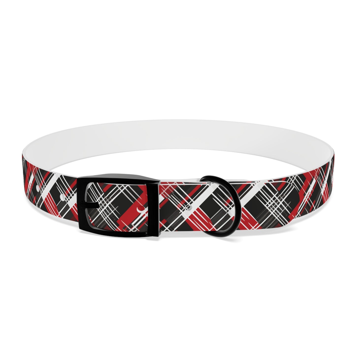 Sassy Pet's Red, Black & White Plaid Dog Collar