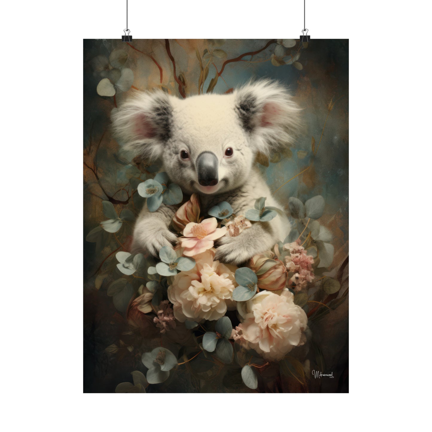 Koala Bear Floral Premium Matte Vertical Posters