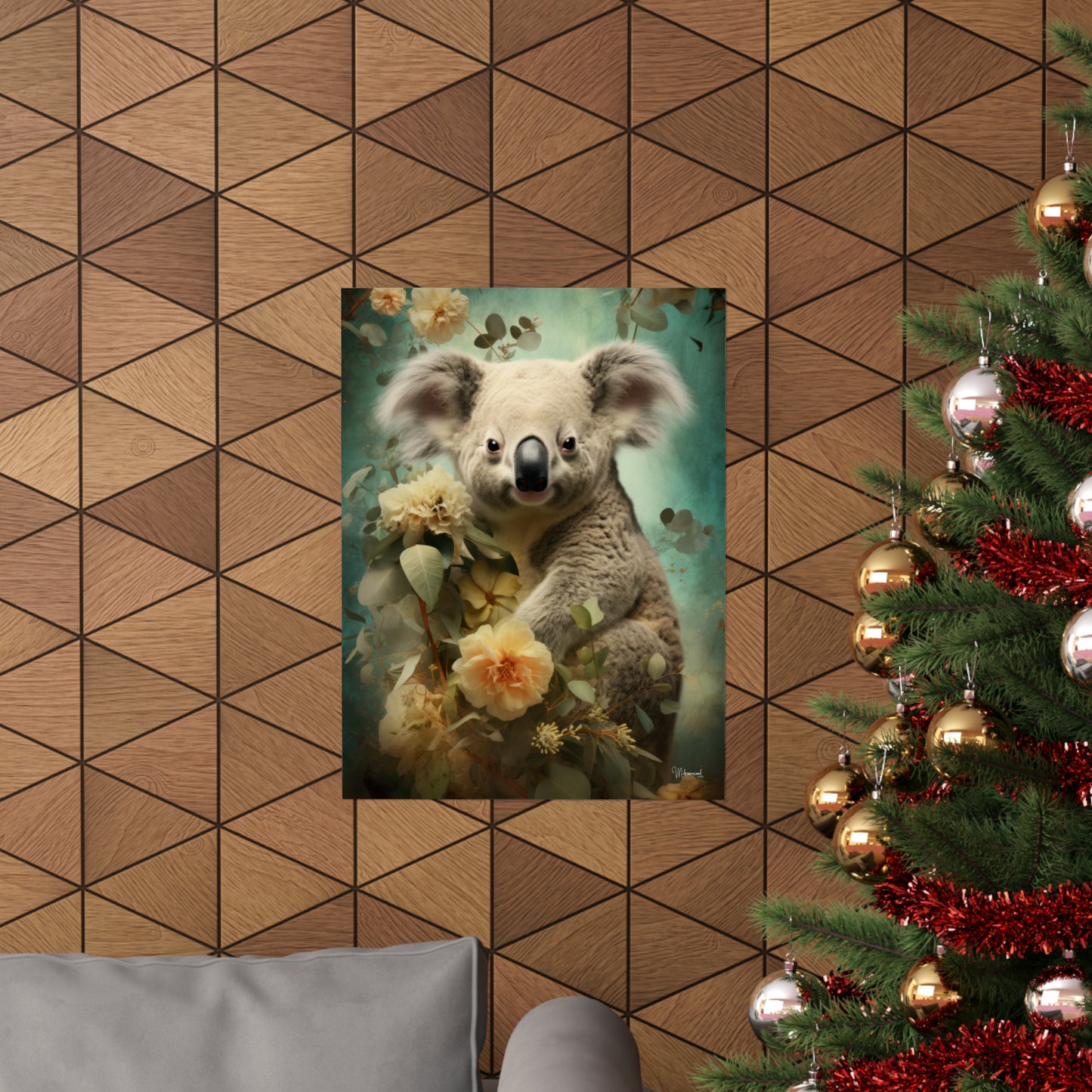 Koala Bear Floral Premium Matte Vertical Posters