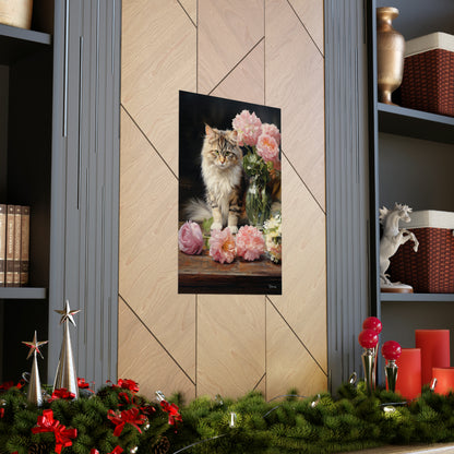 Kitten Floral Premium Matte Vertical Posters