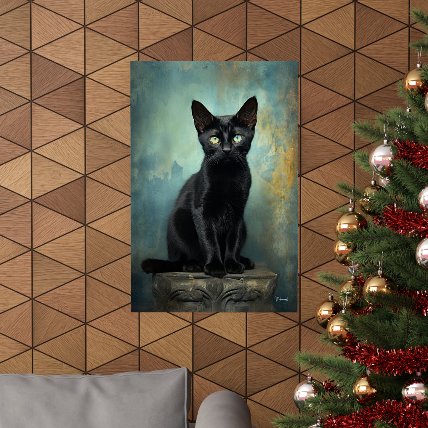 Black Cat Grunge Premium Matte Vertical Posters