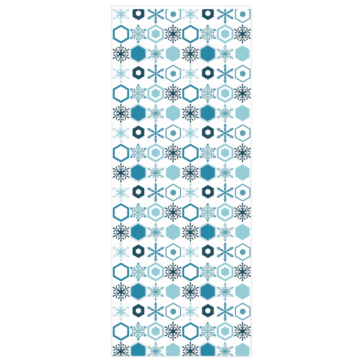 Blue Geometric Snowflake Wrapping Paper