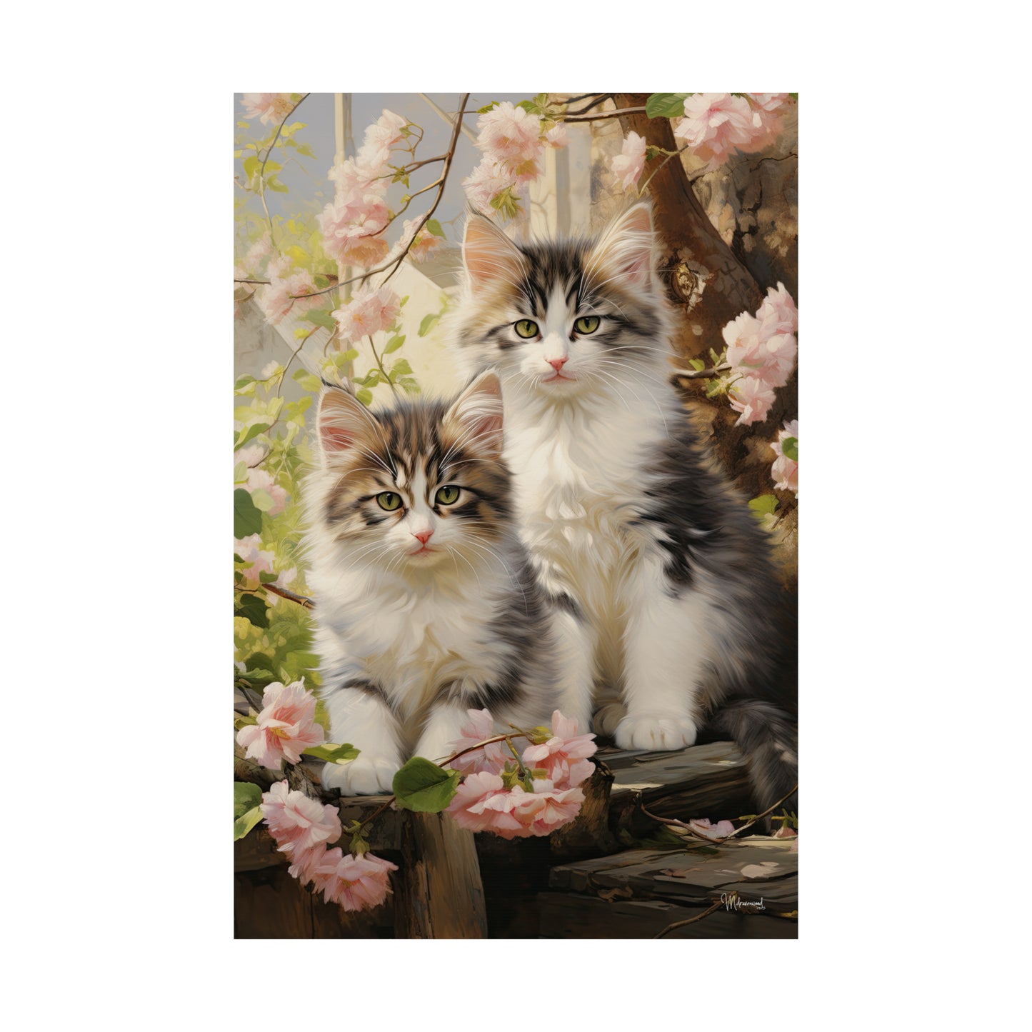 Kittens Floral Premium Matte Vertical Posters