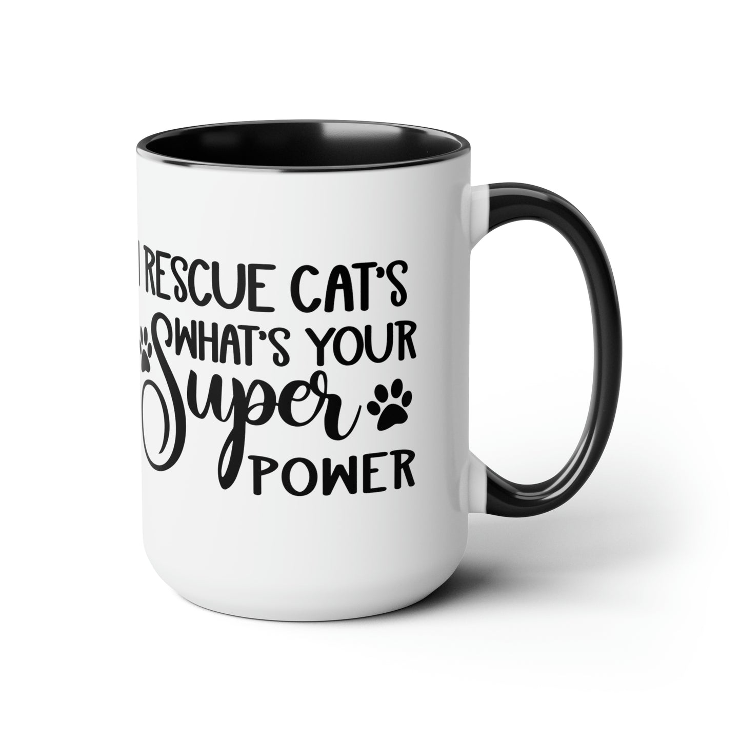 I Rescue Cats Two-Tone Coffee Mugs, 15oz