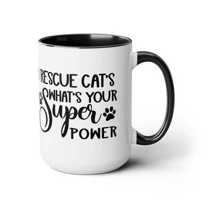 I Rescue Cats Two-Tone Coffee Mugs, 15oz