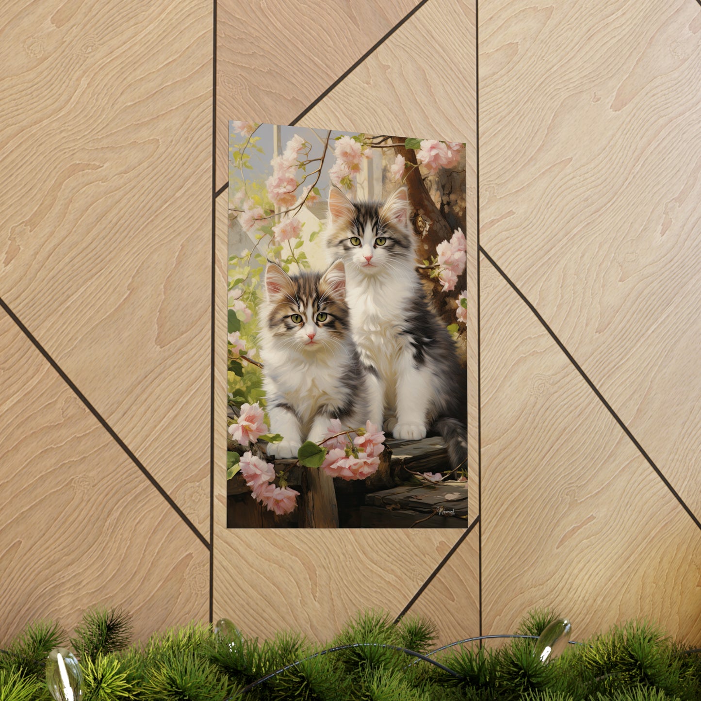 Kittens Floral Premium Matte Vertical Posters