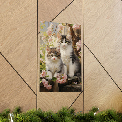 Kittens Floral Premium Matte Vertical Posters