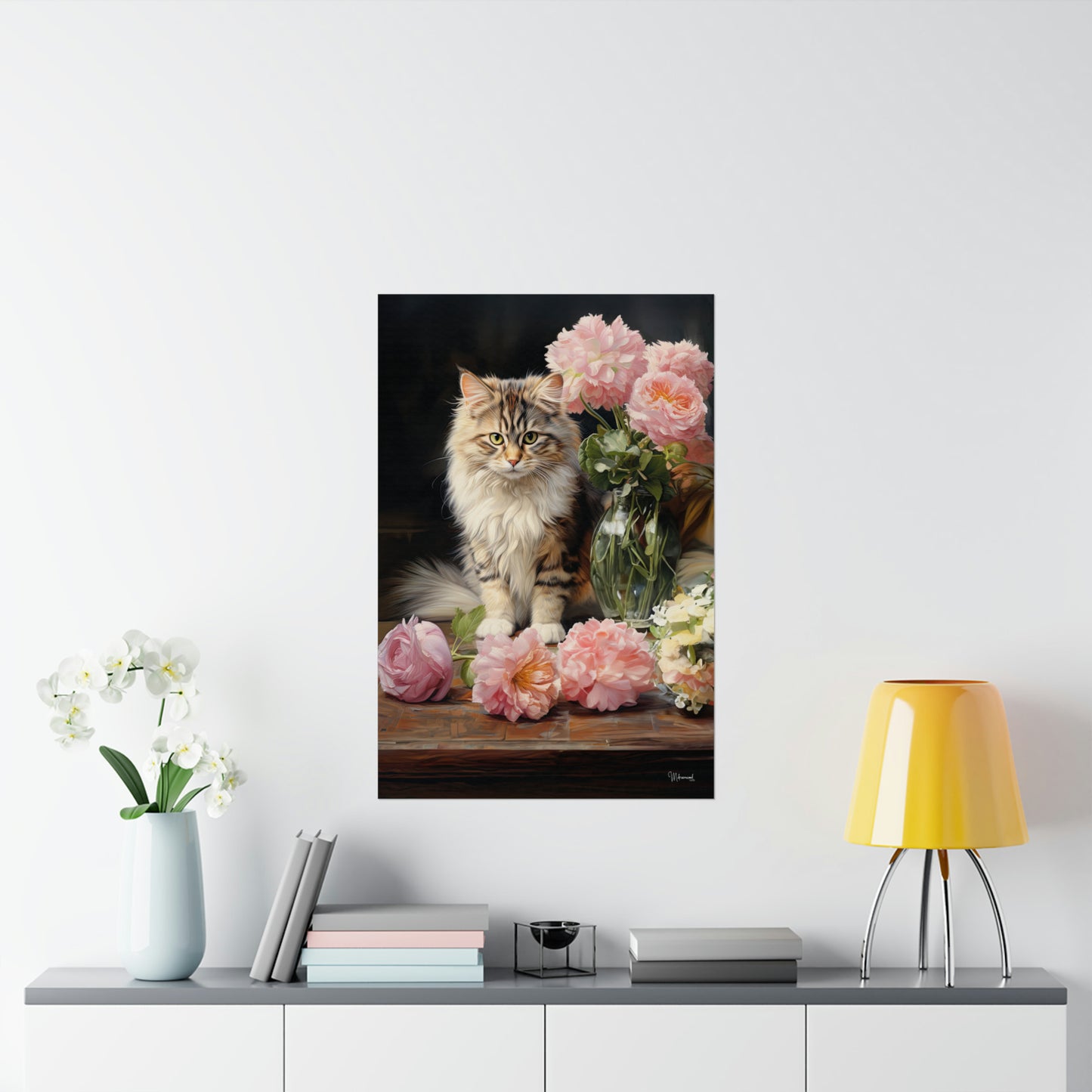 Kitten Floral Premium Matte Vertical Posters