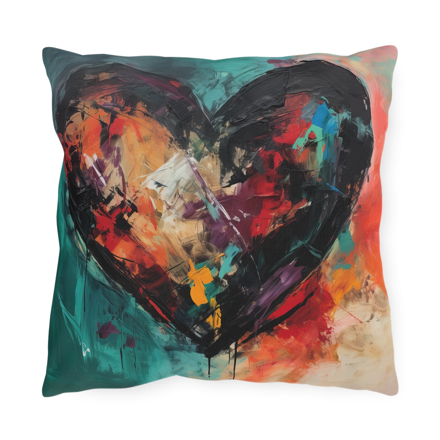 Heart Impression Oil Painting Print Outdoor Pillows