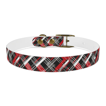 Sassy Pet's Red, Black & White Plaid Dog Collar