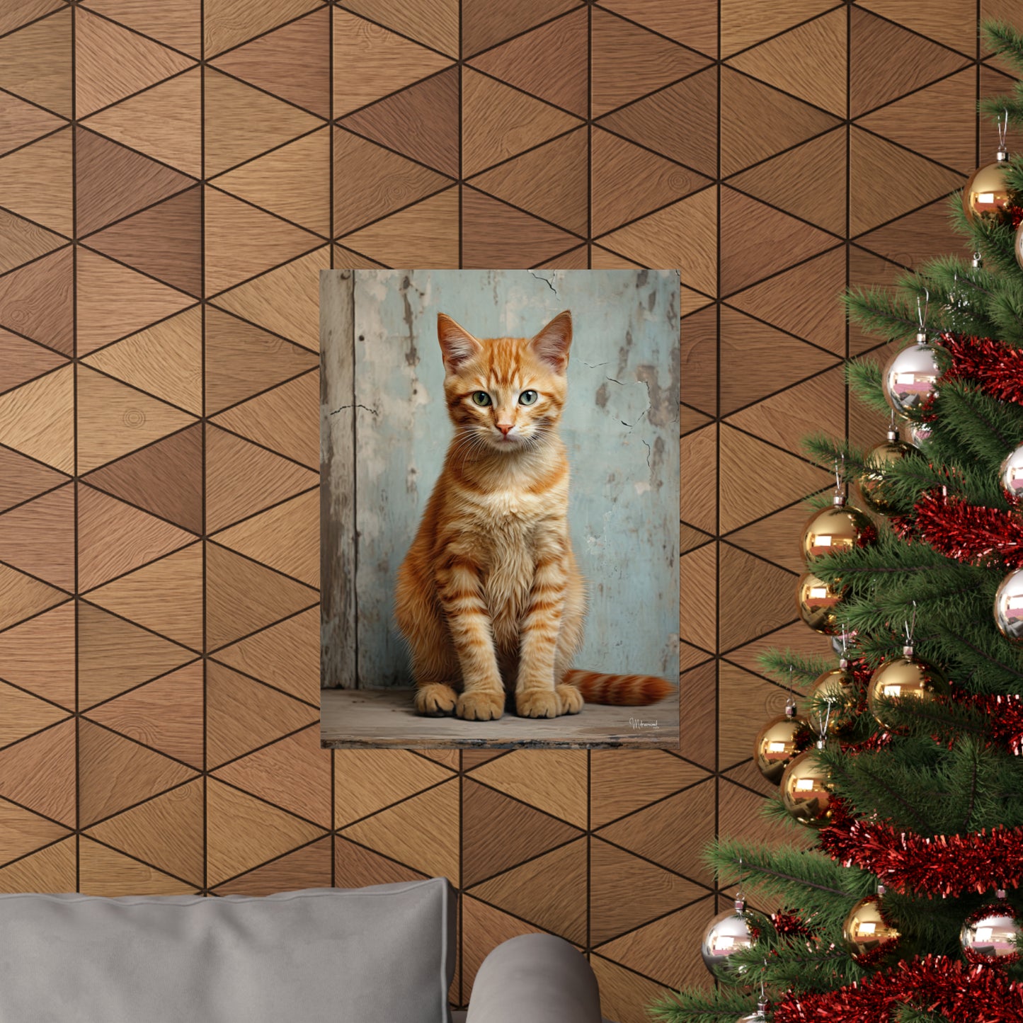 Orange Tabby Kitten Grunge Premium Matte Vertical Posters