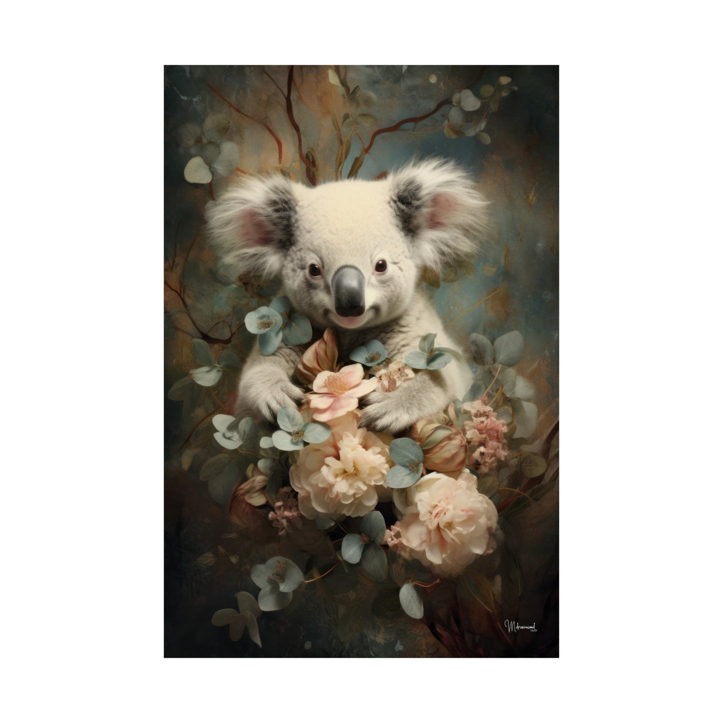 Koala Bear Floral Premium Matte Vertical Posters