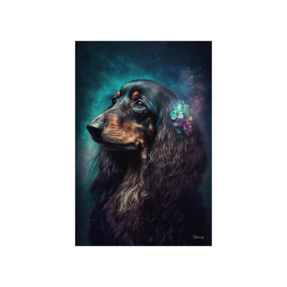 Long Haired Dachshund Dog Premium Matte Vertical Posters