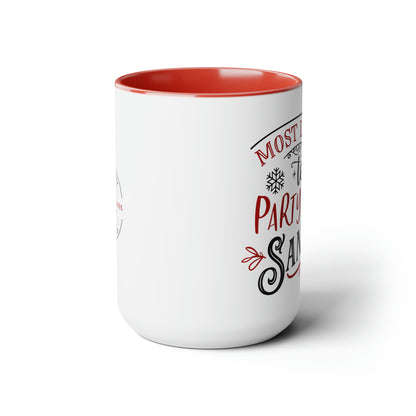 Most Likely to Party with Santa Two-Tone Coffee Mugs, 15oz