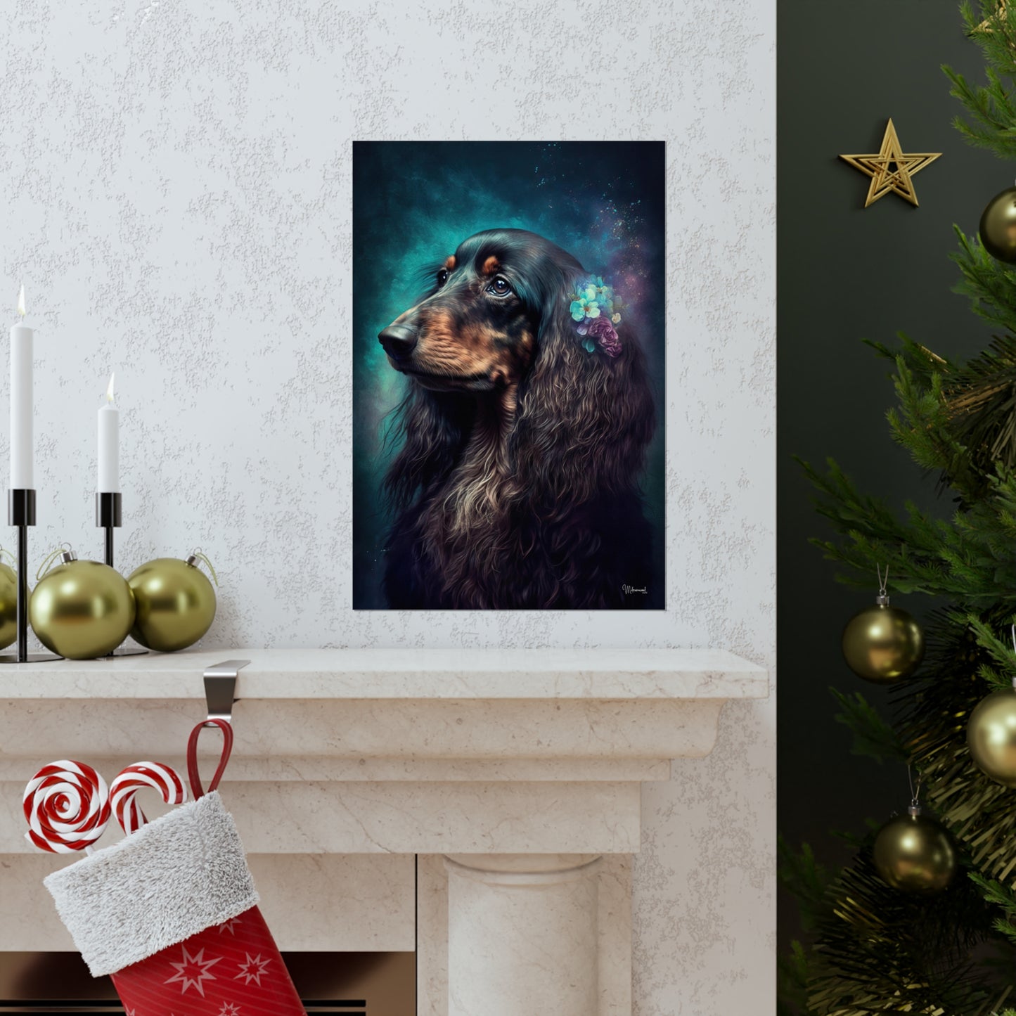 Long Haired Dachshund Dog Premium Matte Vertical Posters