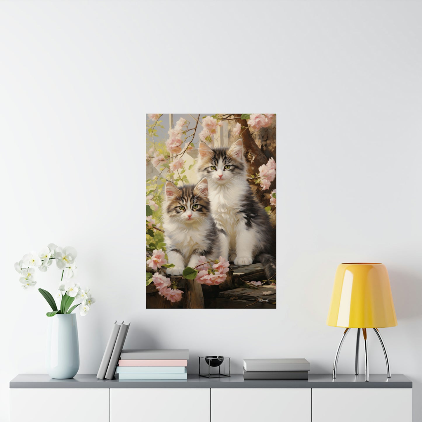 Kittens Floral Premium Matte Vertical Posters