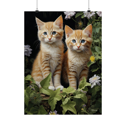 Kittens in the Garden Premium Matte Vertical Posters