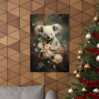 Koala Bear Floral Premium Matte Vertical Posters