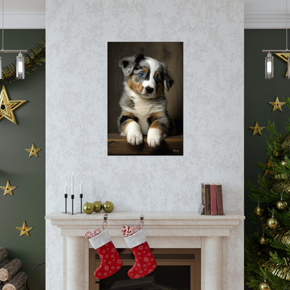 Australian Shepherd Puppy Premium Matte Vertical Posters