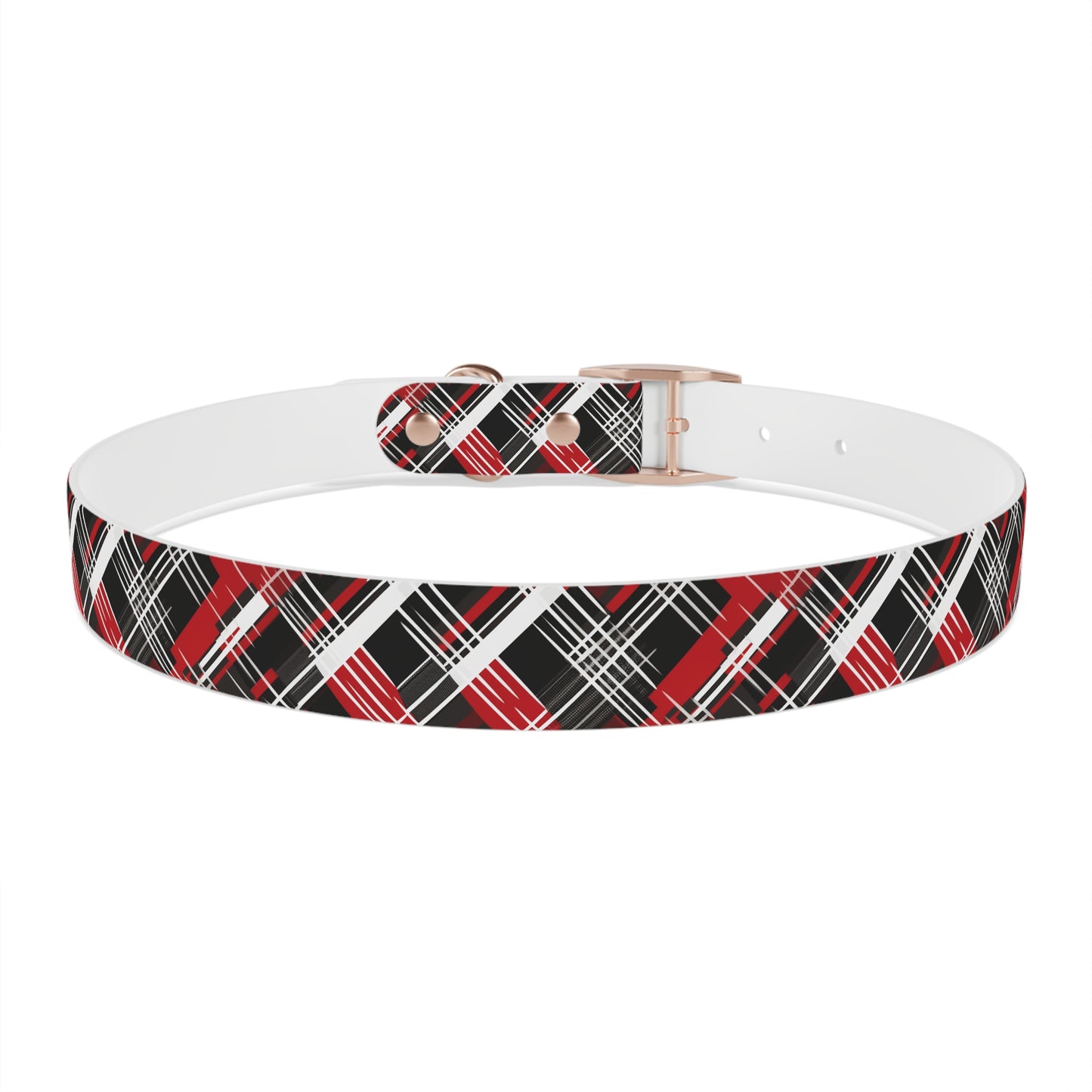 Sassy Pet's Red, Black & White Plaid Dog Collar