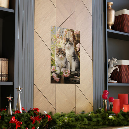 Kittens Floral Premium Matte Vertical Posters