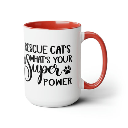 I Rescue Cats Two-Tone Coffee Mugs, 15oz