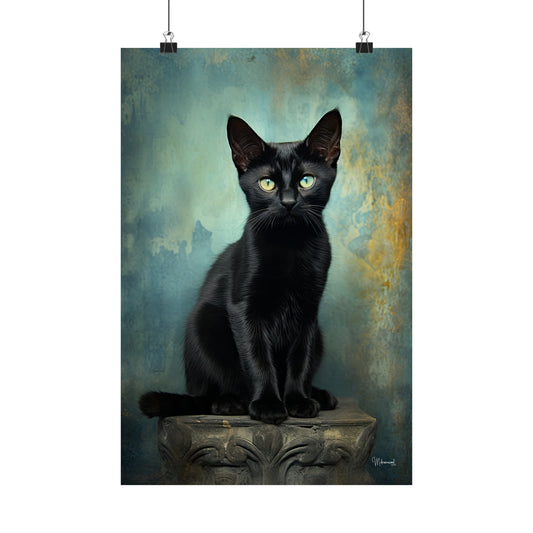 Black Cat Grunge Premium Matte Vertical Posters