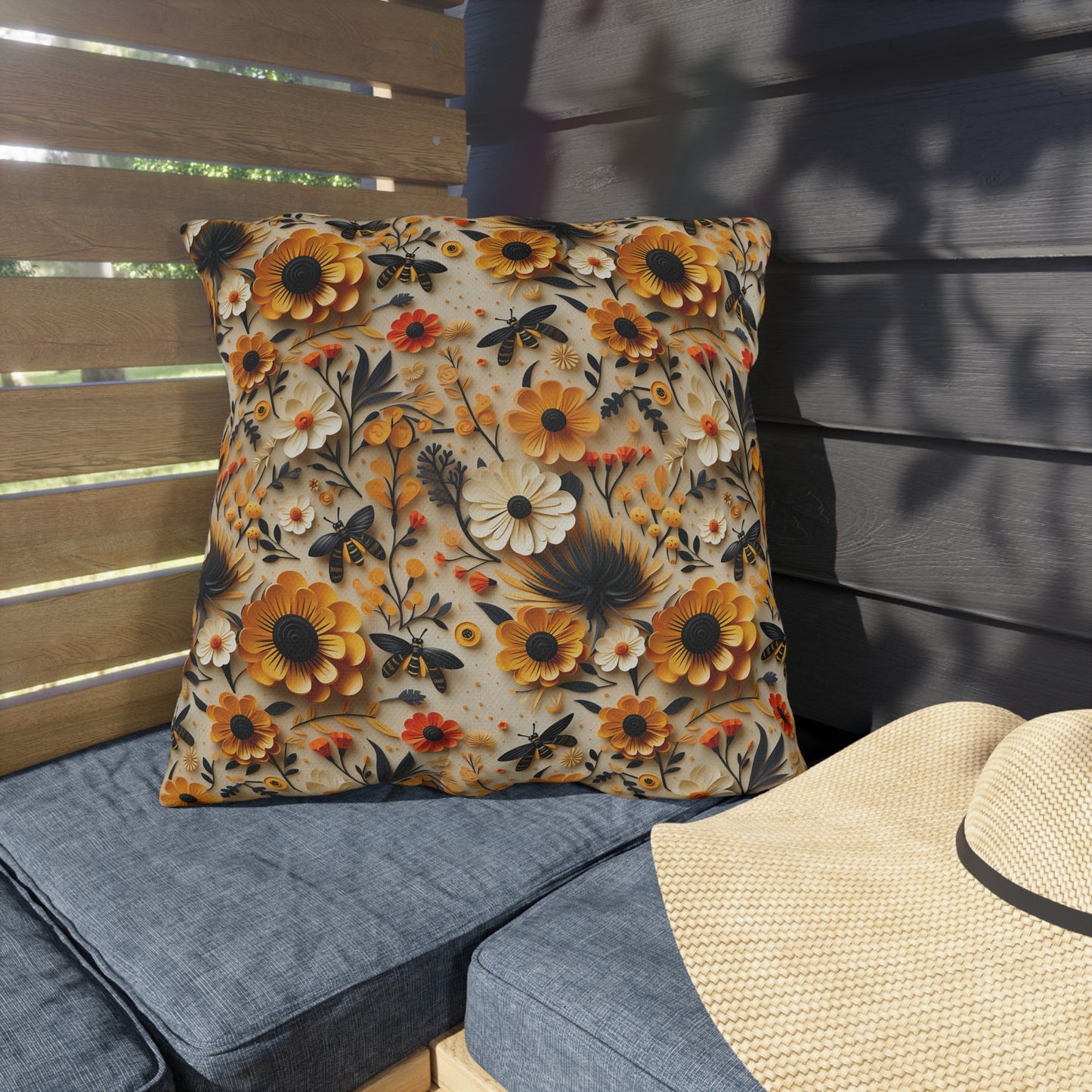 Floral & Bees Outdoor Pillows