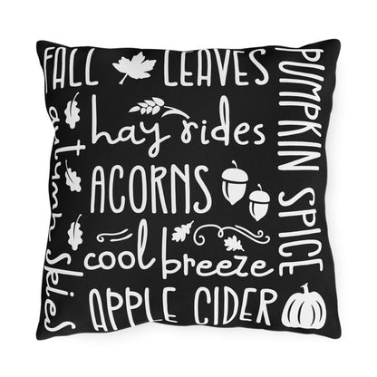 Fall Delights in Black & Buffalo Plaid Outdoor Pillows