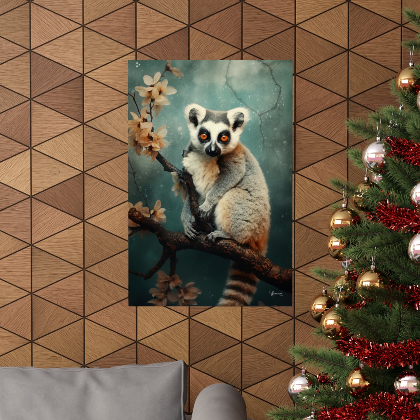 Lemur Floral Premium Matte Vertical Posters