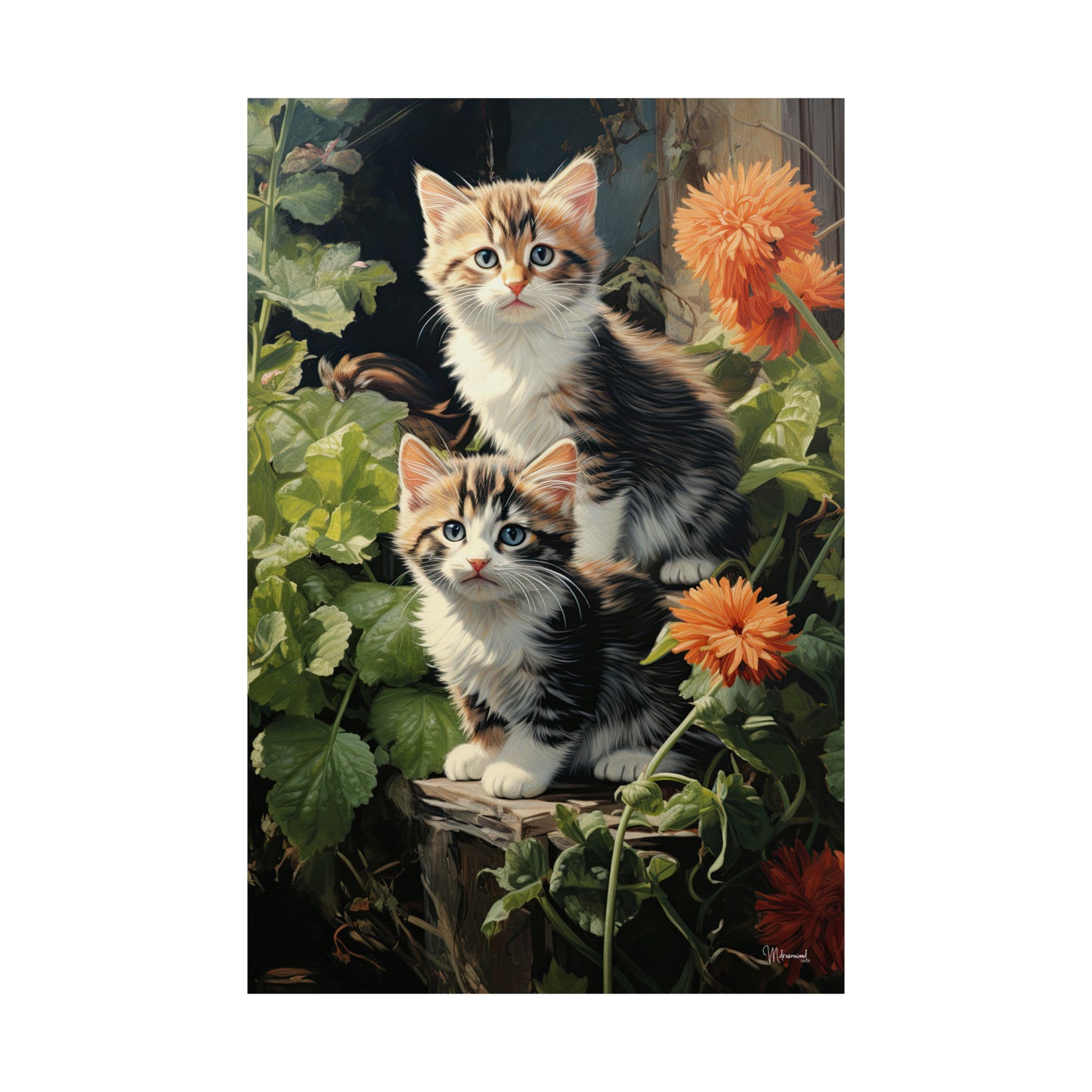 Kittens in the Garden Premium Matte Vertical Posters