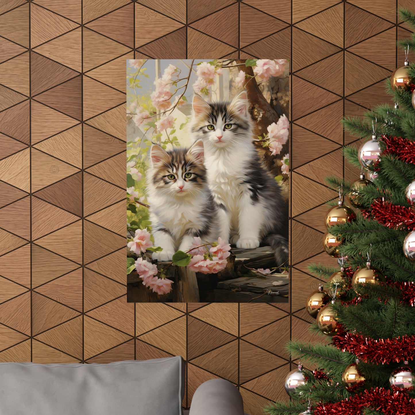 Kittens Floral Premium Matte Vertical Posters