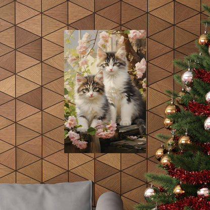 Kittens Floral Premium Matte Vertical Posters