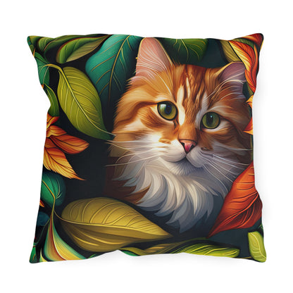 Tropical Tabby Cat Outdoor Pillows