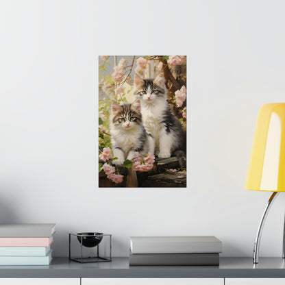 Kittens Floral Premium Matte Vertical Posters