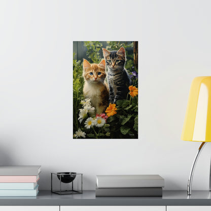 Kittens in the Garden Premium Matte Vertical Posters