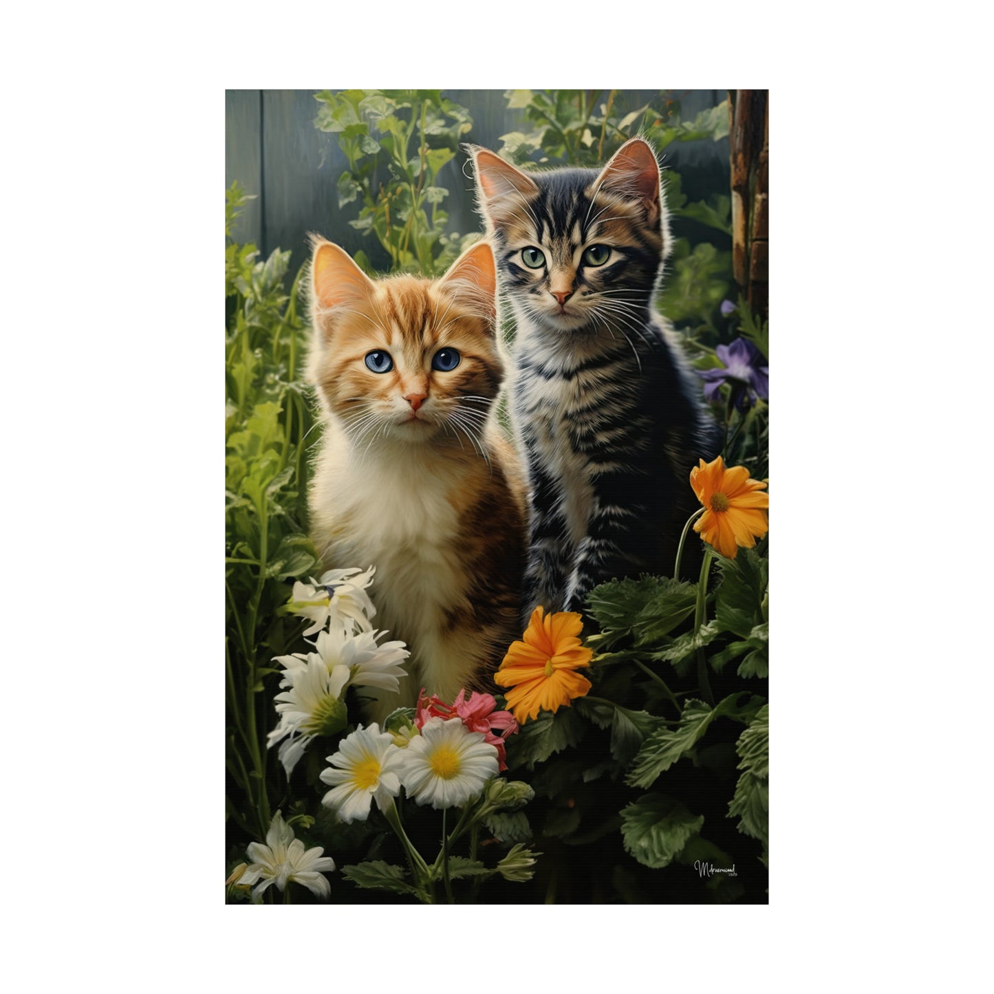 Kittens in the Garden Premium Matte Vertical Posters