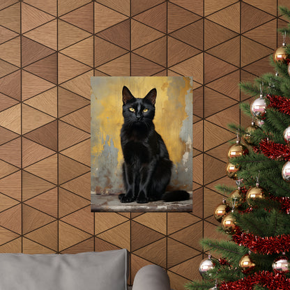 Black Cat Yellow Grunge Premium Matte Vertical Posters