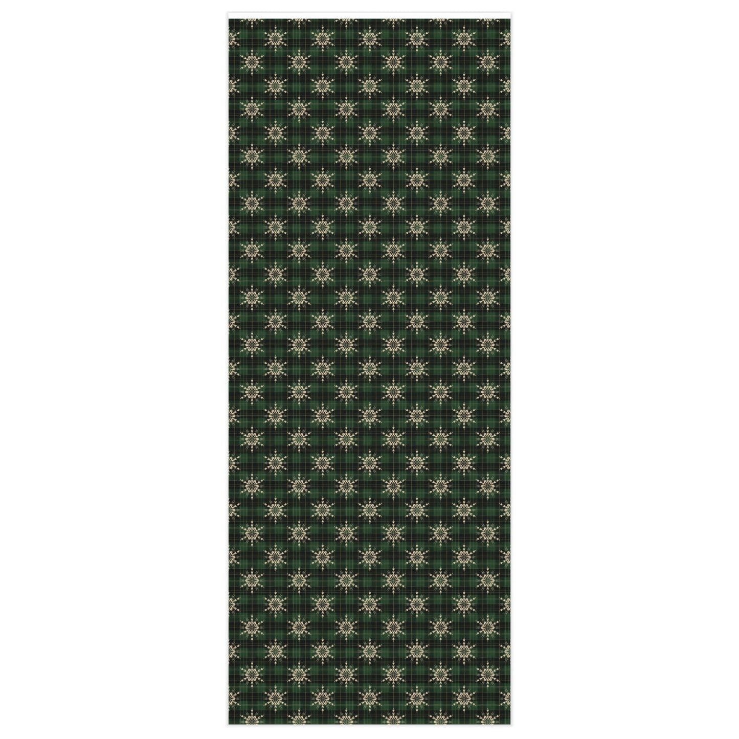 Cozy Christmas Green Plaid Snowflake Wrapping Paper