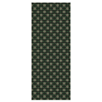 Cozy Christmas Green Plaid Snowflake Wrapping Paper